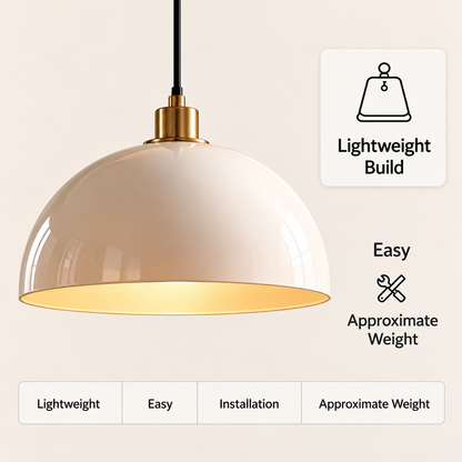 pinjamen™ OpalDrop™ Ribbed Glass Pendant Light – Modern Globe Hanging Ceiling Light with Brass Accent