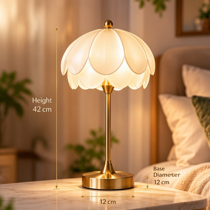 pinjamen™ Petalia™ Flower Petal LED Table Lamp – Vintage-Inspired Floral Bedside Night Light & Dimmable Reading Lamp