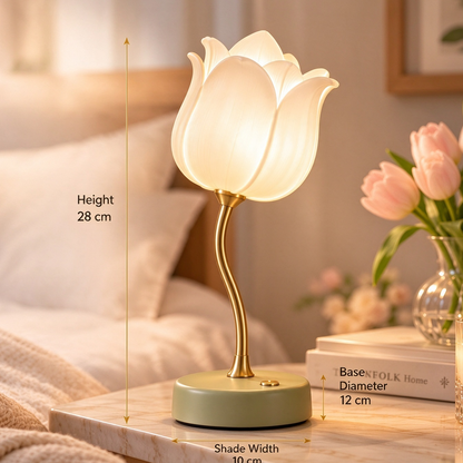 pinjamen™ Tulisse™ Rechargeable Tulip Table Lamp – Cordless Touch-Dimmable Floral LED Night Light for Bedroom & Dining Table