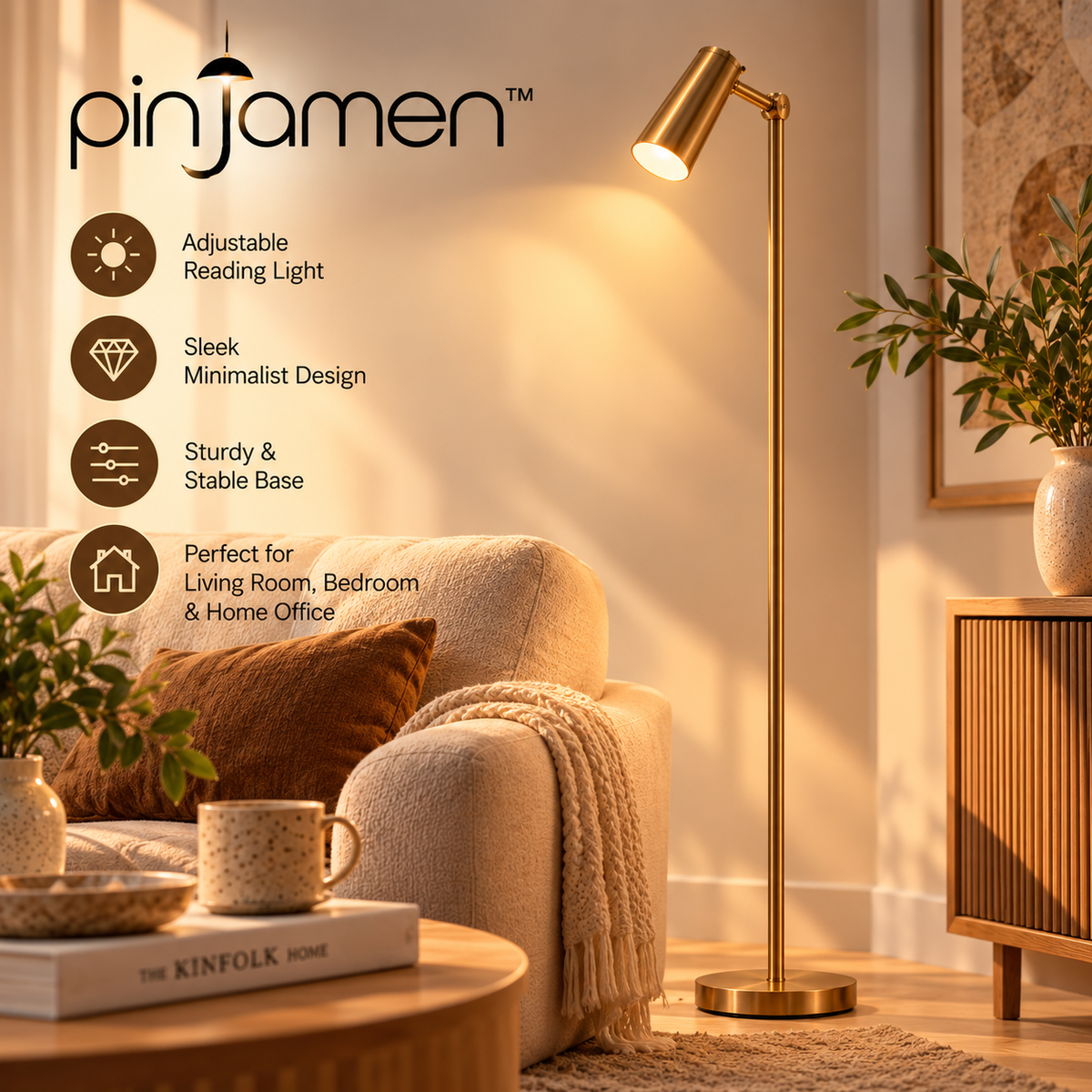 pinjamen™ Solis™ Rechargeable Cordless Table Lamp – Dimmable Portable LED Accent Lamp for Dining Table & Bedroom