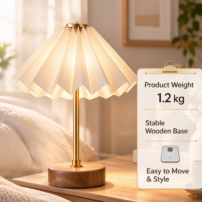 pinjamen™ Origami™ Modern Pleated Table Lamp – Japanese-Inspired Folded Shade, Minimalist LED Bedside Reading Light