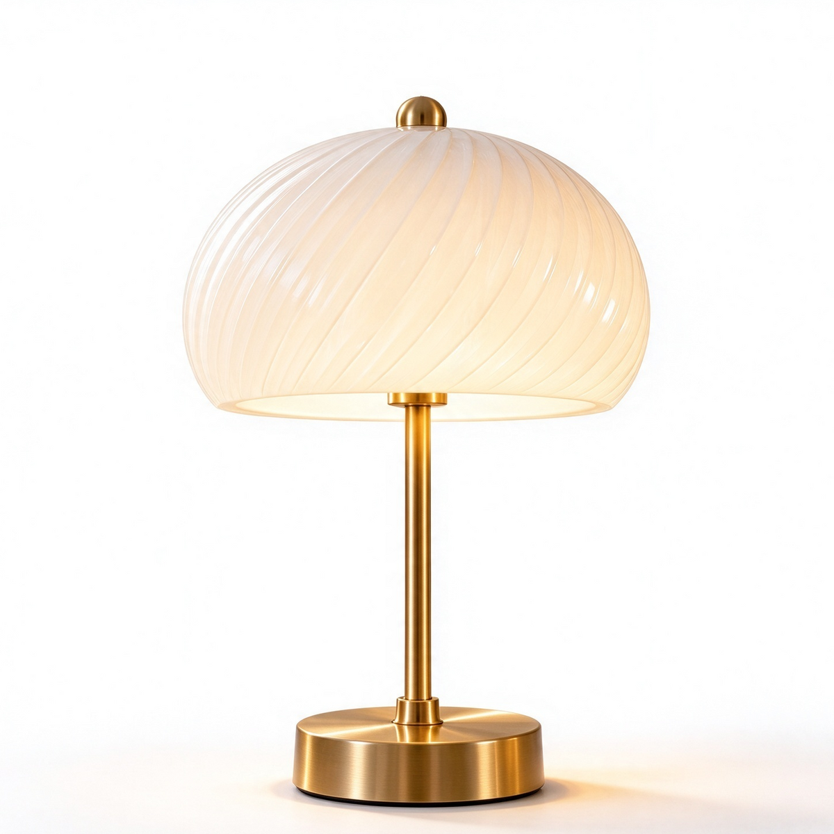 pinjamen™ Velora™ Ribbed Glass Mushroom Table Lamp – Vintage-Inspired Decorative LED Bedside Night Light & Accent Lamp