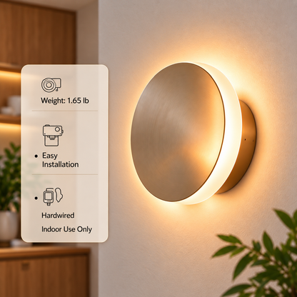 pinjamen™ AuraDisc™ Modern LED Wall Light – Minimalist Round Halo Sconce, Warm Ambient Accent Lighting
