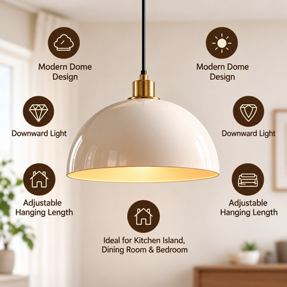 pinjamen™ OpalDrop™ Ribbed Glass Pendant Light – Modern Globe Hanging Ceiling Light with Brass Accent